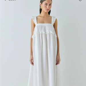 Vrg Grl- White Ruffled Sleeveless Dress